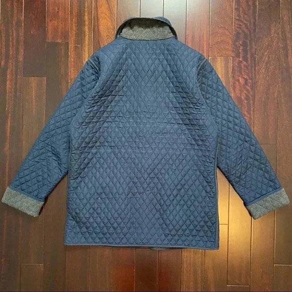 Vintage Quilted Barn Jacket Utility Chore Coat Reversible Blue Grey Small - Picture 14 of 16